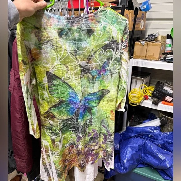 Jess & Jane butterfly forest burnout sublimation tunic top - Picture 3 of 3